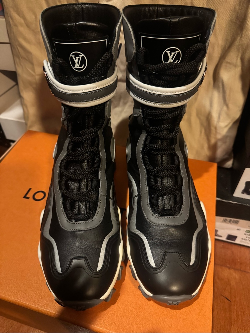 Louis Vuitton Womens Black and Gray High-Top Sneakers boots limited edition
